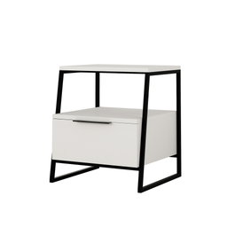 Hanah Home Pal - White v2 Mesilla de Noche Moderna Elegante 45x50x41 cm Blanco y Negro